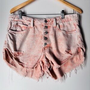Free People Romeo Rolled Cuff Cut Off Denim Shorts Women's Sz 30 Sunny Day Peach